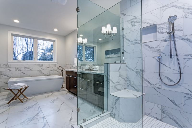 Contemporary Shower with Large Tiles